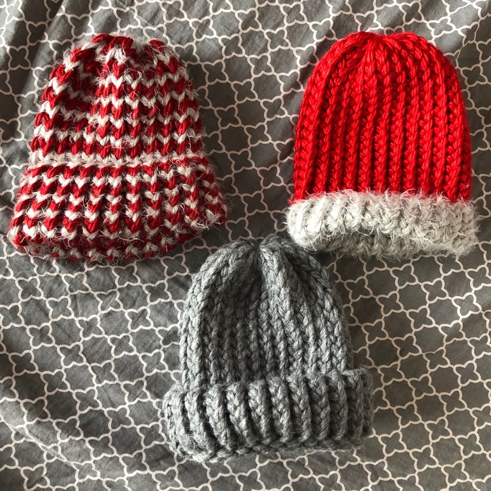Knit Newborn Hats, homemade
